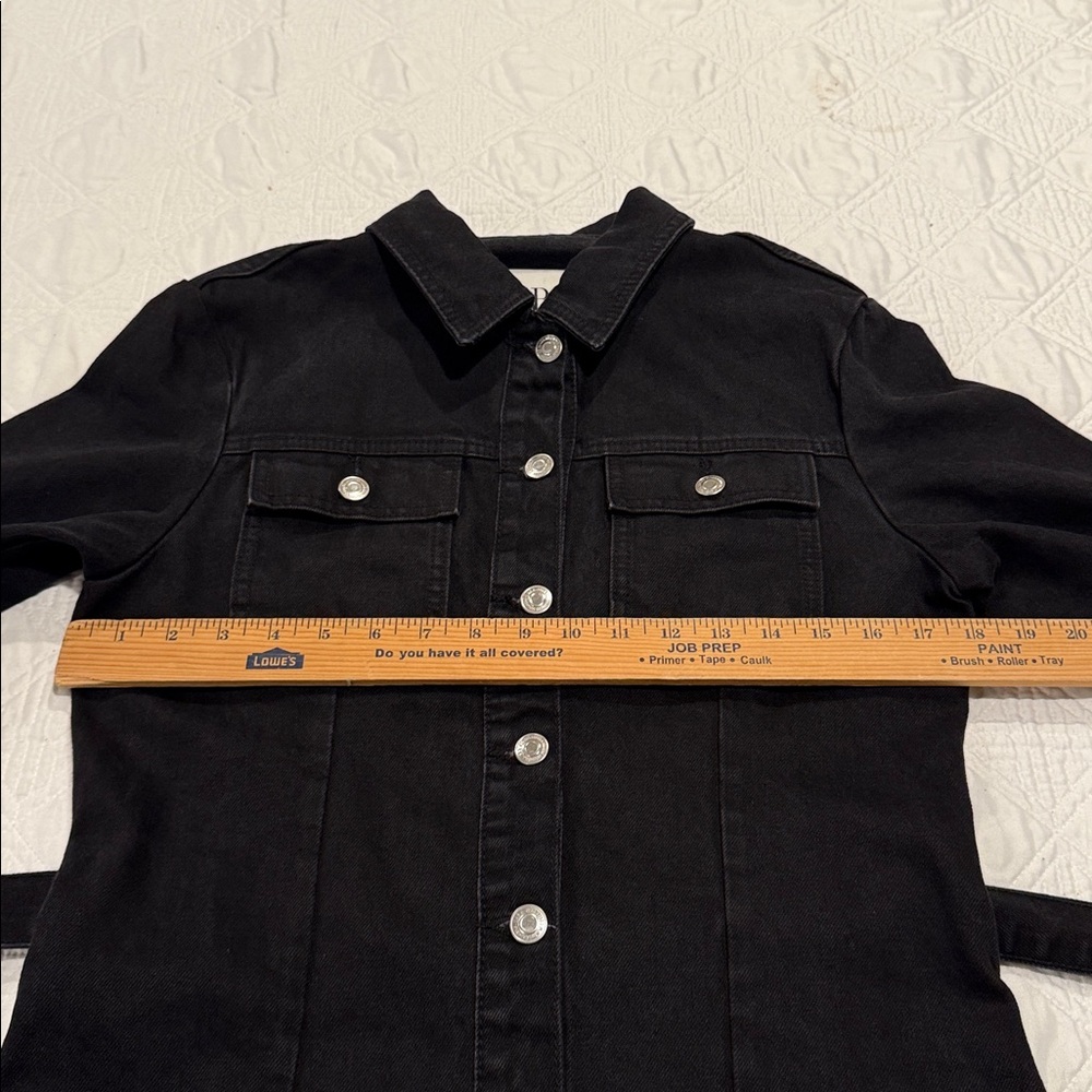 Zara Black Long Sleeve Denim Button Down Dress Jean size M - Picture 5 of 14